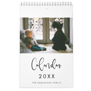 Moderne typografie 2021 familiefoto's kalender