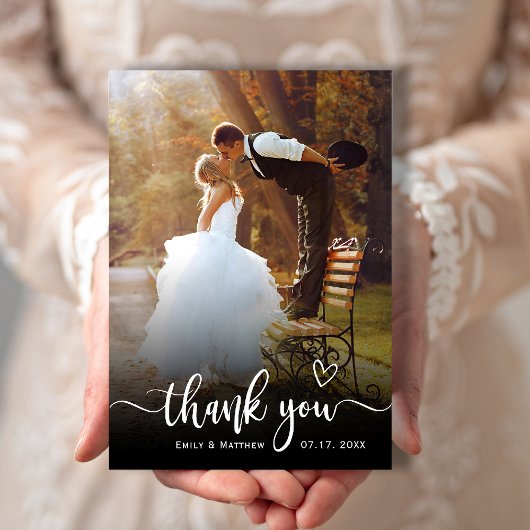 Moderne Typografie 2 Foto Bruiloft Dank u Kaart