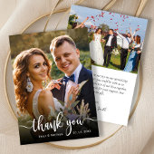 Moderne Typografie 2 Foto Bruiloft Dank u Kaart