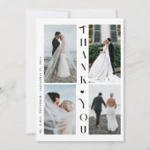 Moderne typografie 4 foto bruiloft dank u kaart (Voorkant)