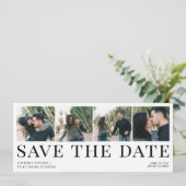 Moderne typografie 4 foto's bruiloft save the date (Staand voorkant)