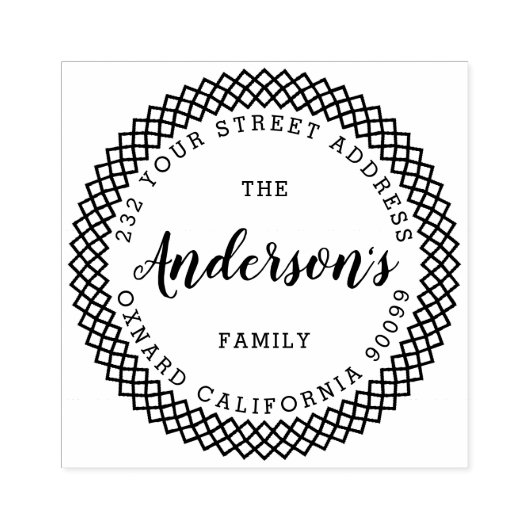 Moderne typografie-aangepaste familienaam 	rubberstempel (Afrduk)