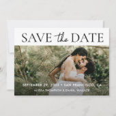 Moderne Typografie Aangepaste QR CODE Foto Bruilof Save The Date (Voorkant)