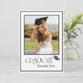 Moderne Typografie Afstuderen Foto Bedankkaart (Staand voorkant)