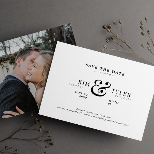 Moderne typografie ampersand foto bruiloft save the date