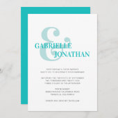 Moderne Typografie Aqua Wedding Invitation (Voorkant / Achterkant)