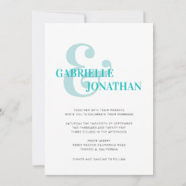 Moderne Typografie Aqua Wedding Invitation