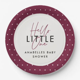 Moderne typografie baby shower hallo papieren bordje