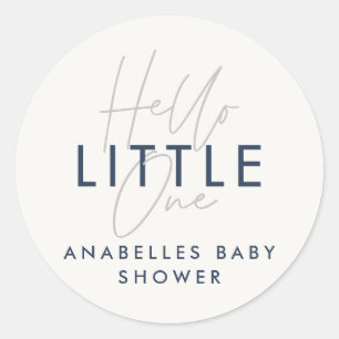 Moderne typografie baby shower hallo ronde sticker