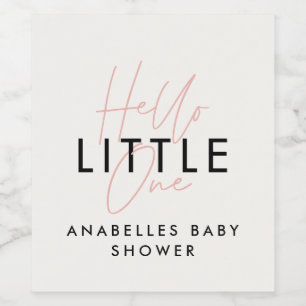 Moderne typografie baby shower hallo wijn etiket