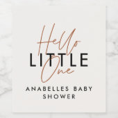 Moderne typografie baby shower hallo wijn etiket (Enkel label)