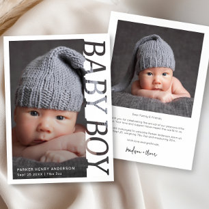 Moderne typografie Bedankt babyjongen 2 foto