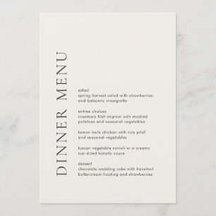 Moderne typografie Beige Elegante Trouwdag Menu