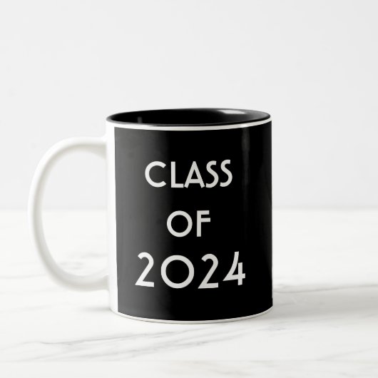 Moderne Typografie Black White Class of 2023 Mok (Links)