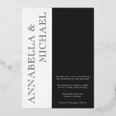 Moderne Typografie Black White Wedding Folie Uitnodiging (Voorkant)