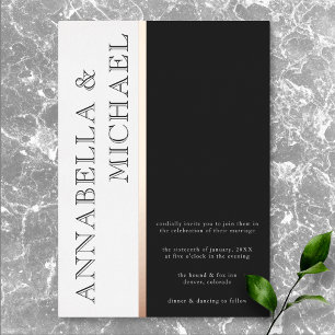 Moderne Typografie Black White Wedding Folie Uitnodiging