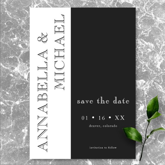 Moderne Typografie Black White Wedding Save The Date