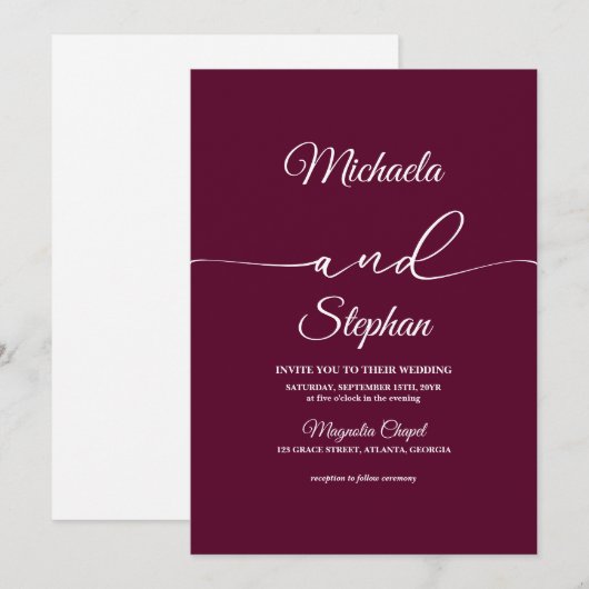 Moderne typografie | Bold Bellisia Wedding Kaart (Voorkant / Achterkant)