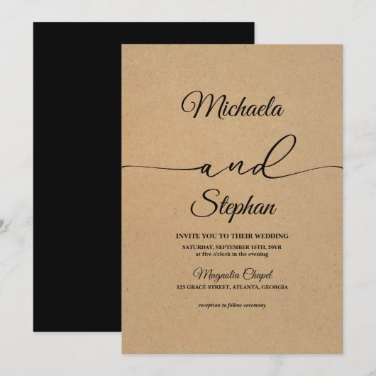 Moderne typografie | Bold Bellisia Wedding Kaart (Voorkant / Achterkant)