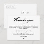 Moderne typografie bruids virtuele douche dank u bedankkaart (Voorkant / Achterkant)