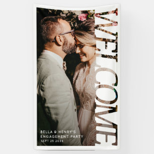 Moderne typografie bruiloft feest welkom foto  spandoek
