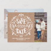 MODERNE TYPOGRAFIE | BURLAP |DE DATUM BRIEFKAART O (Voorkant / Achterkant)