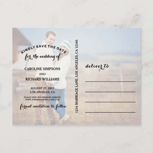 MODERNE TYPOGRAFIE | BURLAP |DE DATUM BRIEFKAART O (Achterkant)