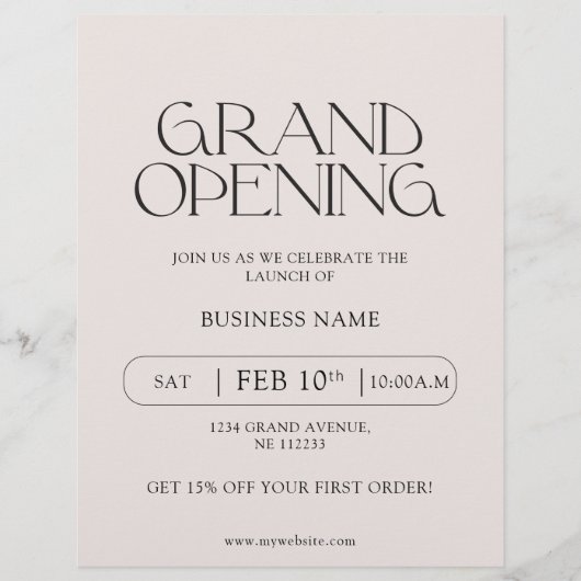 Moderne Typografie Business Grand Opening Flyer (Voorkant)