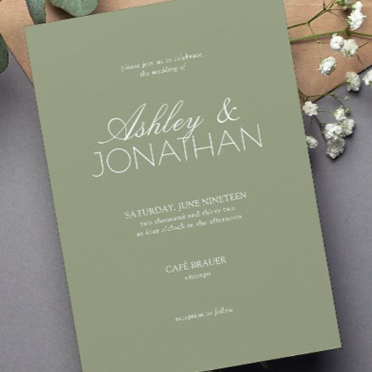 Moderne typografie-centric bruiloft kaart