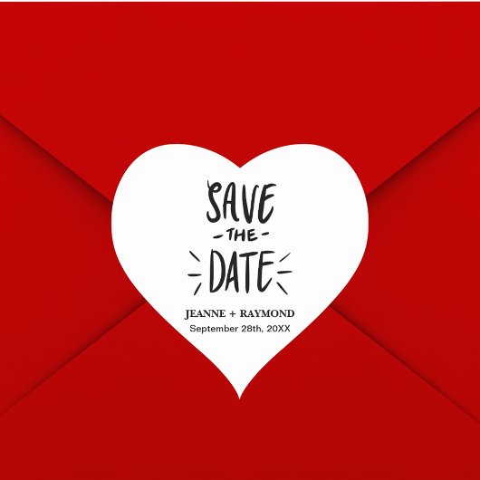Moderne Typografie Custom Wedding Save the Date Hart Sticker