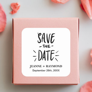 Moderne Typografie Custom Wedding Save the Date Vierkante Sticker