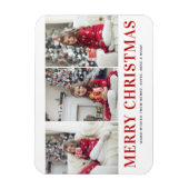 Moderne Typografie Drie Foto Collage Kerstmis Magneet (Verticaal)