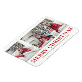 Moderne Typografie Drie Foto Collage Kerstmis Magneet (Linkerzijde)