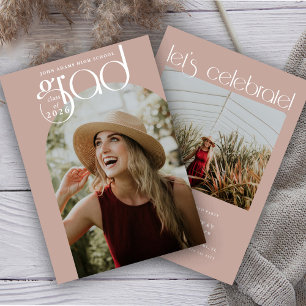 Moderne Typografie Dusty Pink 2 Foto Afstuderen Kaart