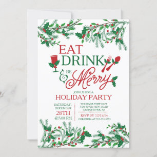 Moderne typografie Eat Drink & Be Merry Party Kaart