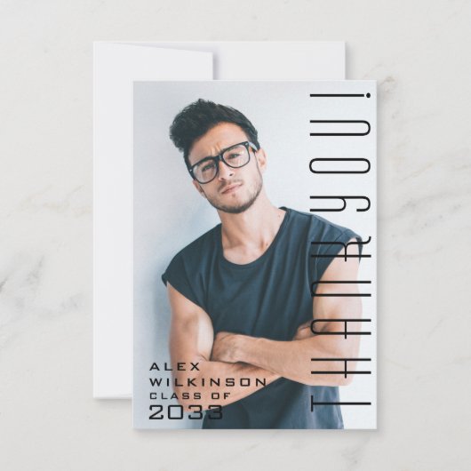 Moderne Typografie Eenvoudige foto AFSTUDEERDER Ha Bedankkaart (Voorkant)