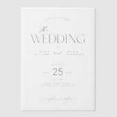 Moderne typografie elegante bruiloft overlay vellum uitnodigingen (Voorkant)
