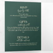 Moderne Typografie Emerald Green Botanical Wedding Drieluik Uitnodiging (Binnenzijde eerst)