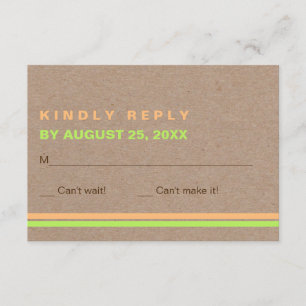 Moderne typografie en strepen rustieke bruiloft RS RSVP Kaartje