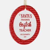 Moderne Typografie Engels Leraar Kerst Rood Keramisch Ornament (Rechts)