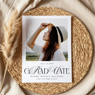 Moderne typografie enkele foto elegante afstuderen kaart