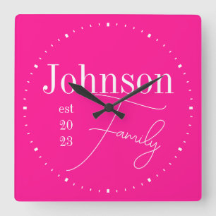 Moderne Typografie Familie Hot Pink Vierkante Klok