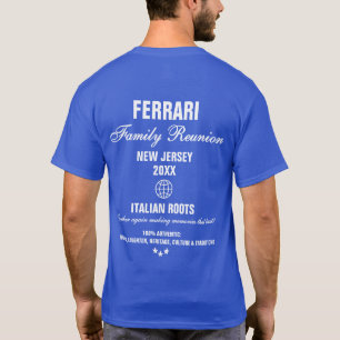 Moderne typografie Familie Reünie Koninklijk Blauw T-shirt