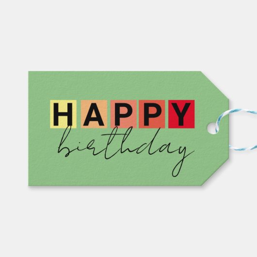 Moderne Typografie Fancy script Happy Birthday Cadeaulabel (Voorkant (Horizontaal))