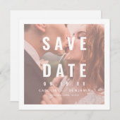 Moderne typografie foto bruiloft met de datum save the date (Voorkant / Achterkant)