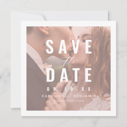 Moderne typografie foto bruiloft met de datum save the date (Voorkant)