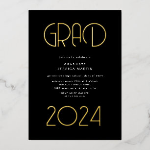 Moderne Typografie Foto Graduation Party Folie Uitnodiging