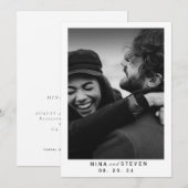 Moderne typografie-foto in zwart-wit save the date (Voorkant / Achterkant)