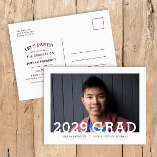 Moderne typografie foto overlay afstudeerfeest aankondigingskaart