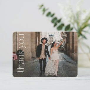 Moderne typografie foto-overlay huwelijksbericht bedankkaart